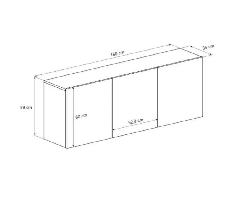 Komoda GABI 160cm biała wisząca z półkami I sklep meblowy MIRAT.  kolekcja GABI