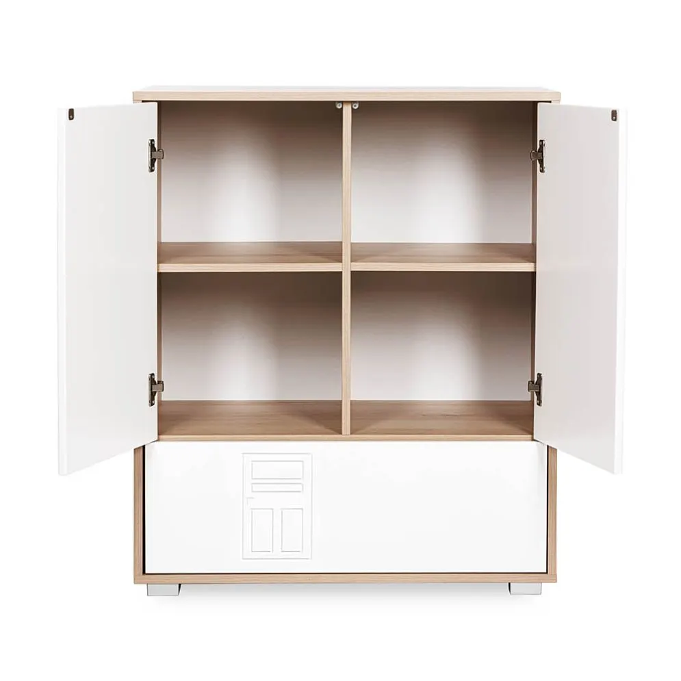 Komoda dla dzieci IDA biała/buk z systemem push-to-open I sklep meblowy MIRAT.  kolekcja IDA