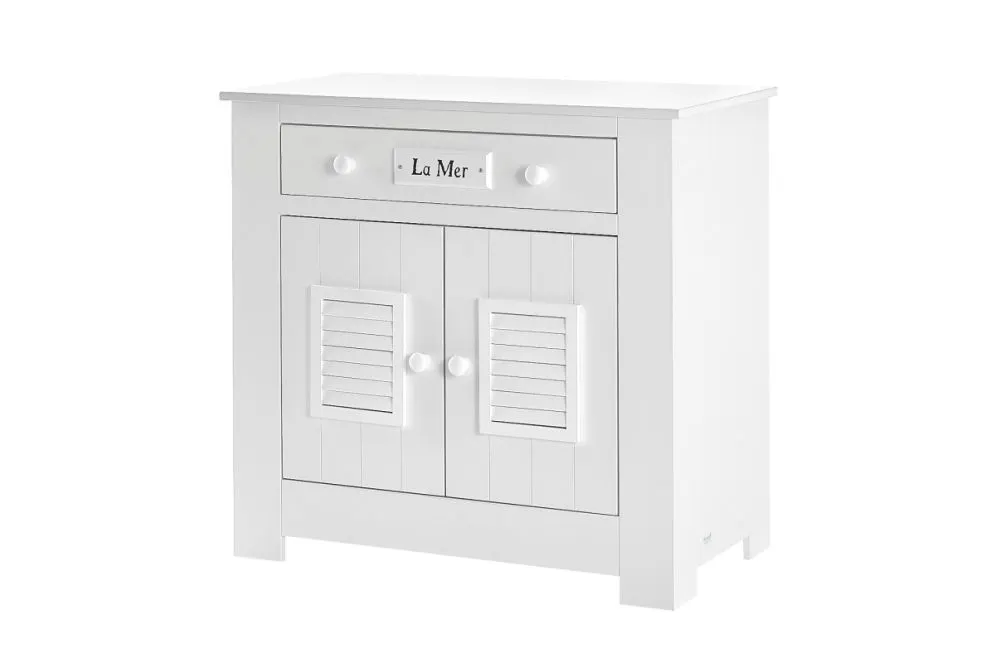 Biała komoda z jedną szufladą i drzwiczkami z cichym domykiem polskiej produkcji MARSYLIA