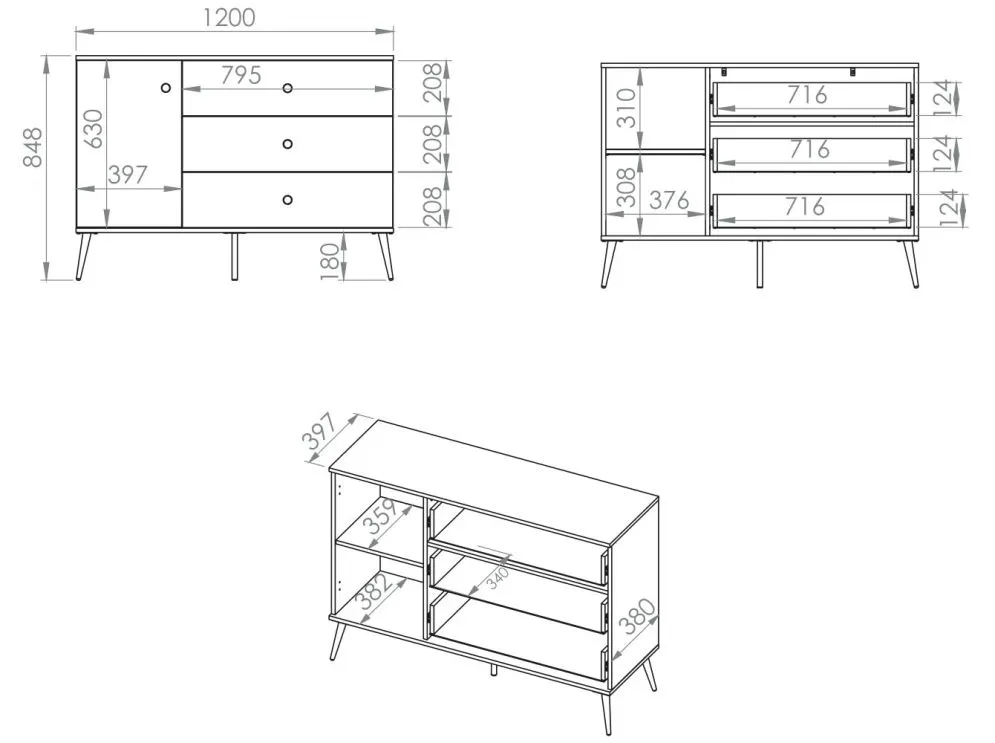 Komoda BLU 1D3S granatowa do salonu i sypialni I sklep meblowy MIRAT. styl GLAMOUR kolekcja BLU