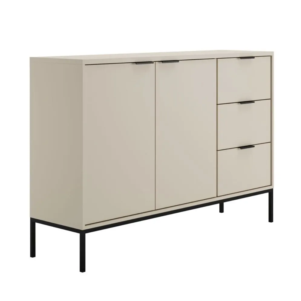 Komoda AUSTIN 150 kaszmir/czarna na metalowych nogach I sklep meblowy MIRAT. styl GLAMOUR