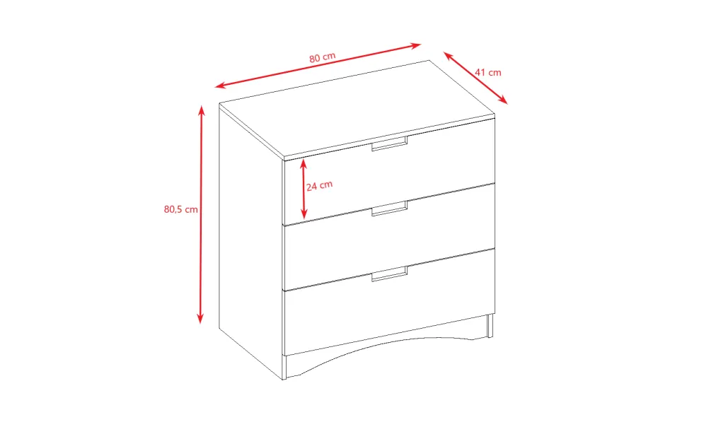 Komoda CLASSIC biała trzyszufladowa do pokoju dziecięcego | MIRAT. kolekcja CLASSIC