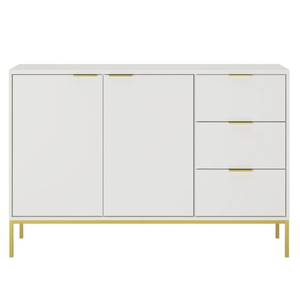 Komoda AUSTIN 150 biała/złota trzyszufladowa I sklep meblowy MIRAT. styl GLAMOUR