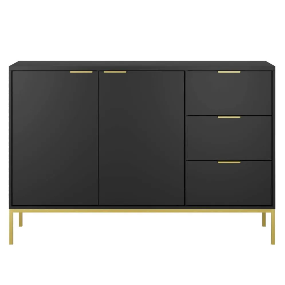 Komoda AUSTIN 150 czarna/złota do salonu i sypialni I sklep meblowy MIRAT. styl GLAMOUR
