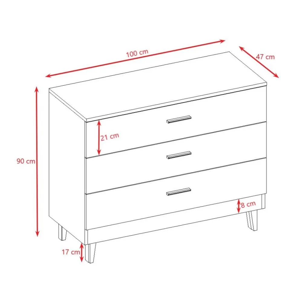 Komoda KUBI biała trzyszufladowa dla dzieci | MIRAT. styl SKANDYNAWSKI kolekcja KUBI