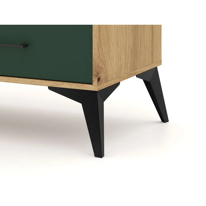 Wysoki regał LUGO 2S 60cm dąb artisan/zielony mat | sklep MIRAT styl RYFLOWANY, SKANDYNAWSKI kolekcja WM-LUGO