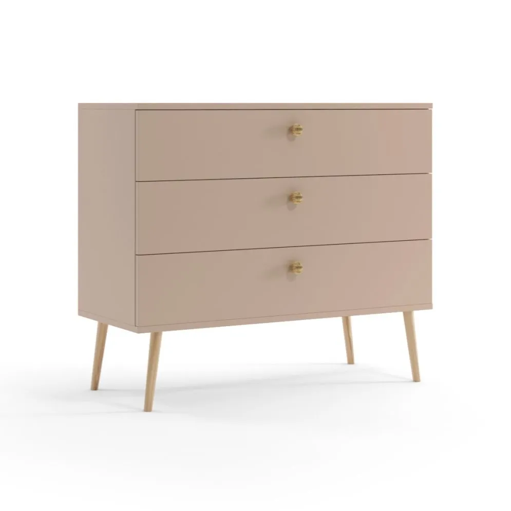 Komoda LEBEL 2 z szufladami 100cm macchiato z trzema szufladami | MIRAT. styl SKANDYNAWSKI kolekcja LEBEL