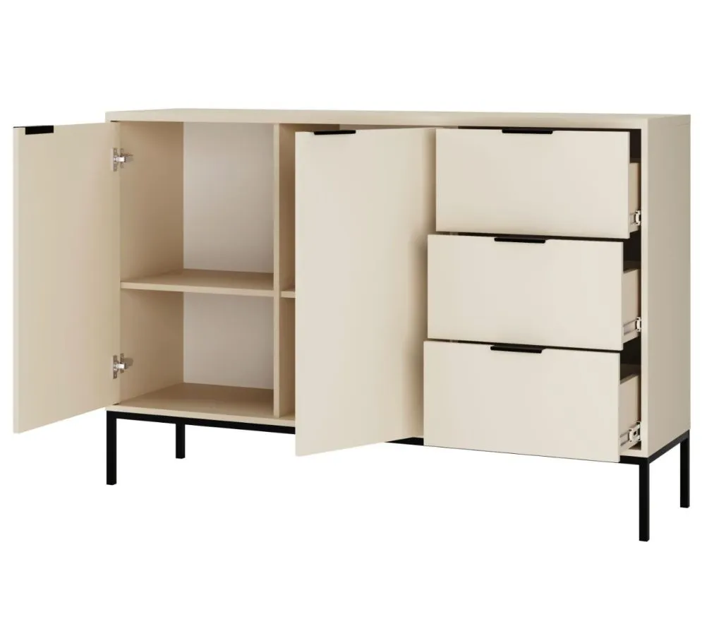 Komoda AUSTIN 150 kaszmir/czarna na metalowych nogach I sklep meblowy MIRAT. styl GLAMOUR