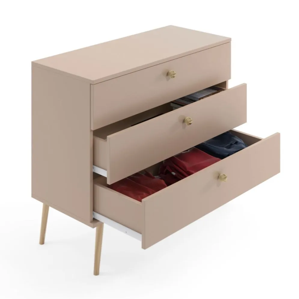 Komoda LEBEL 2 z szufladami 100cm macchiato z trzema szufladami | MIRAT. styl SKANDYNAWSKI kolekcja LEBEL