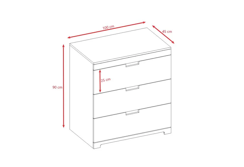 Komoda TOMI biała trzyszufladowa do pokoju dziecięcego | MIRAT.  kolekcja TOMI