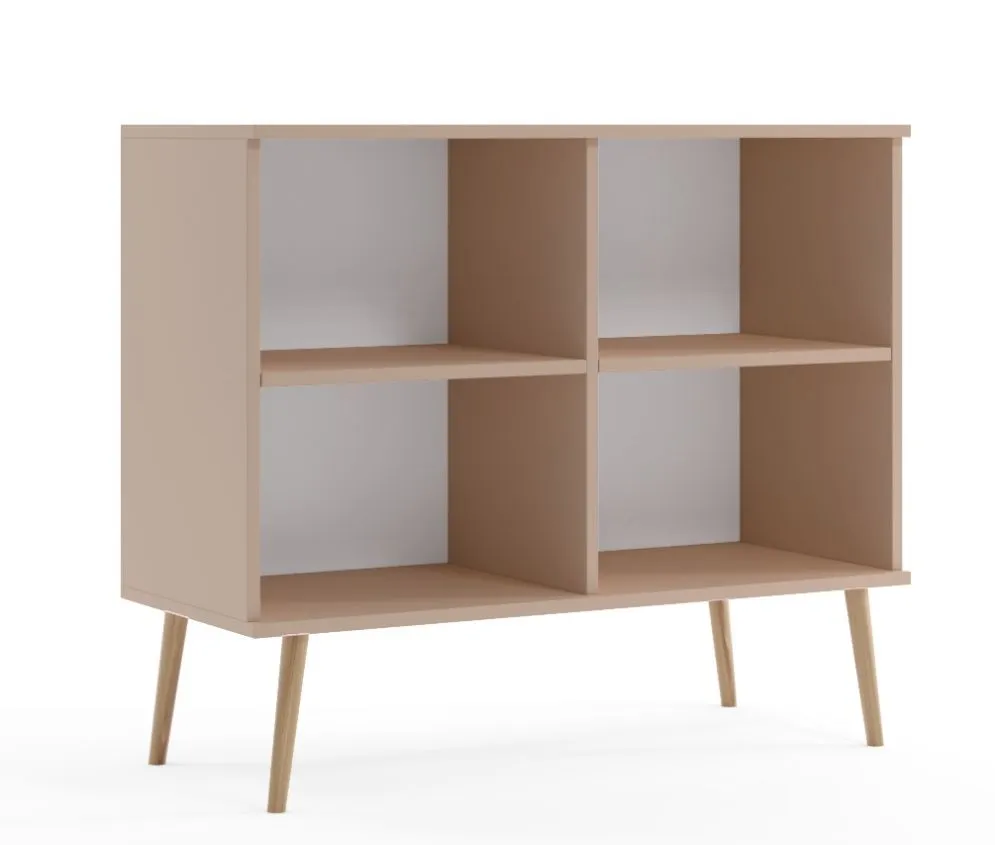 Komoda LEBEL biała mat na drewnianych nogach | MIRAT. w stylu SKANDYNAWSKI kolekcja LEBEL