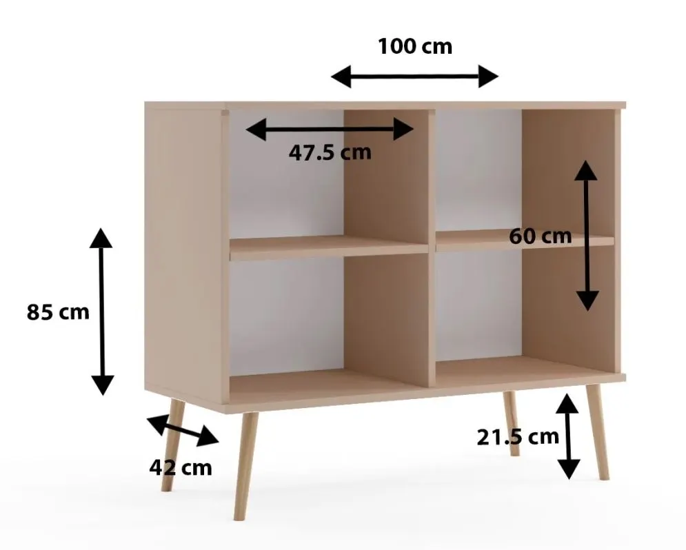 Drewniana komoda LEBEL z drzwiczkami 100cm kaszmirowa I sklep meblowy MIRAT. styl SKANDYNAWSKI kolekcja LEBEL