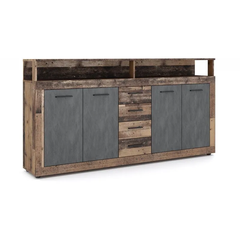 Duża komoda LUNA XXL 4D4S 190cm ciemny dąb old style/grafit matera| sklep MIRAT styl LOFT, SKANDYNAWSKI kolekcja WM-LUNA