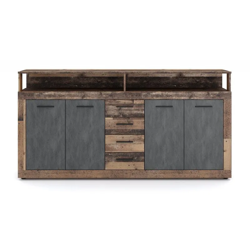 Duża komoda LUNA XXL 4D4S 190cm ciemny dąb old style/grafit matera| sklep MIRAT styl LOFT, SKANDYNAWSKI kolekcja WM-LUNA