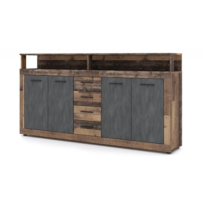 Duża komoda LUNA XXL 4D4S 190cm ciemny dąb old style/grafit matera| sklep MIRAT styl LOFT, SKANDYNAWSKI kolekcja WM-LUNA