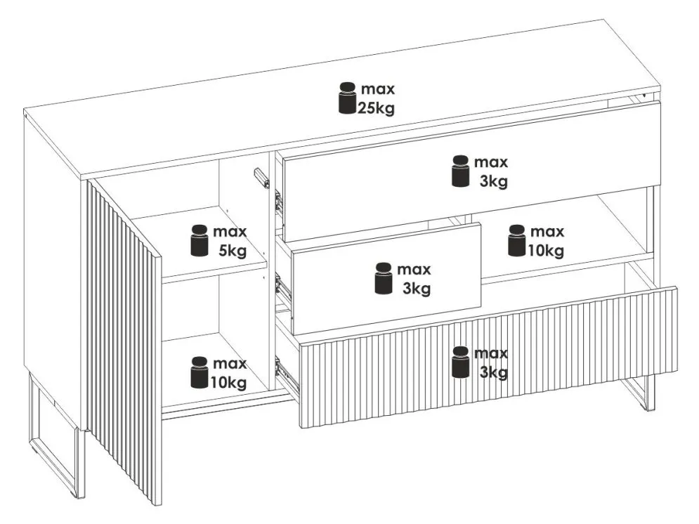Komoda ZOE 1D3S jodełka scandi/biały mat trzyszufladowa I sklep meblowy MIRAT. styl RYFLOWANY, SKANDYNAWSKI
