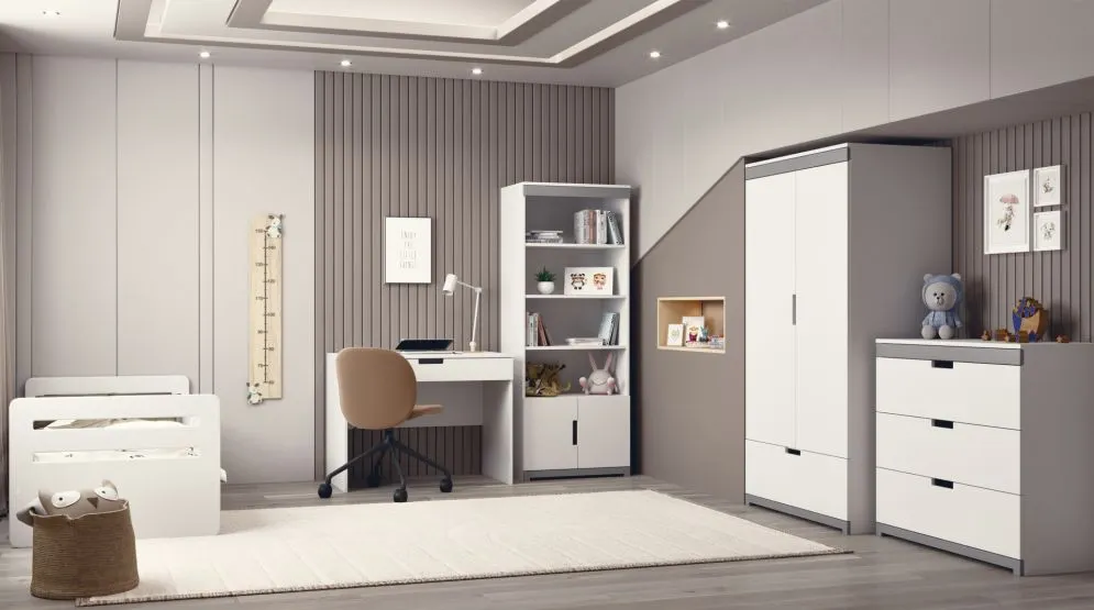 Komoda TOMI biała trzyszufladowa do pokoju dziecięcego | MIRAT.  kolekcja TOMI