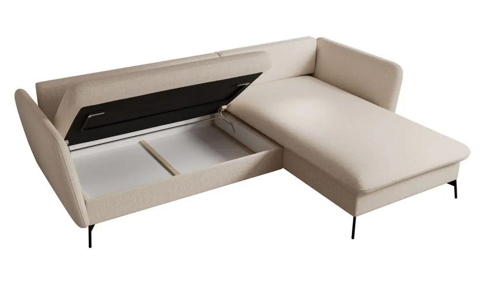 Narożnik z funkcją spania LINDA kremowy prawy z poduszkami I sklep meblowy MIRAT.