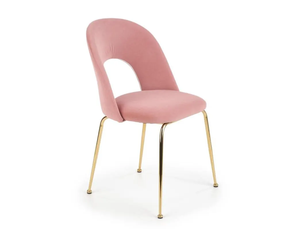 Krzesło K385 VELVET jasno różowe na złotych nogach | MIRAT. w stylu GLAMOUR kolekcja