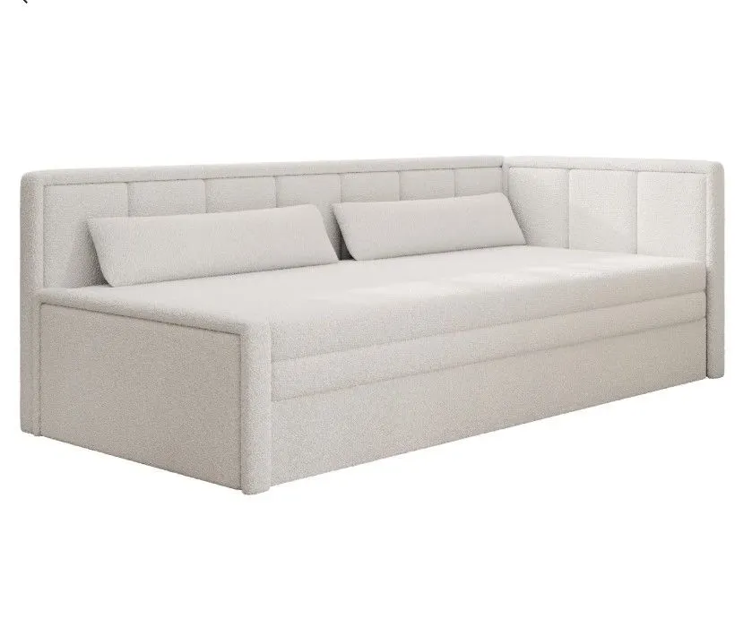 Dwuosobowa sofa rozkładana z funkcją spania FULGEO kremowa prawa I sklep meblowy MIRAT.