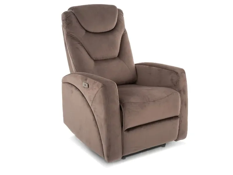 Fotel relaksacyjny Kronos Velvet cappuccino z portem USB | MIRAT