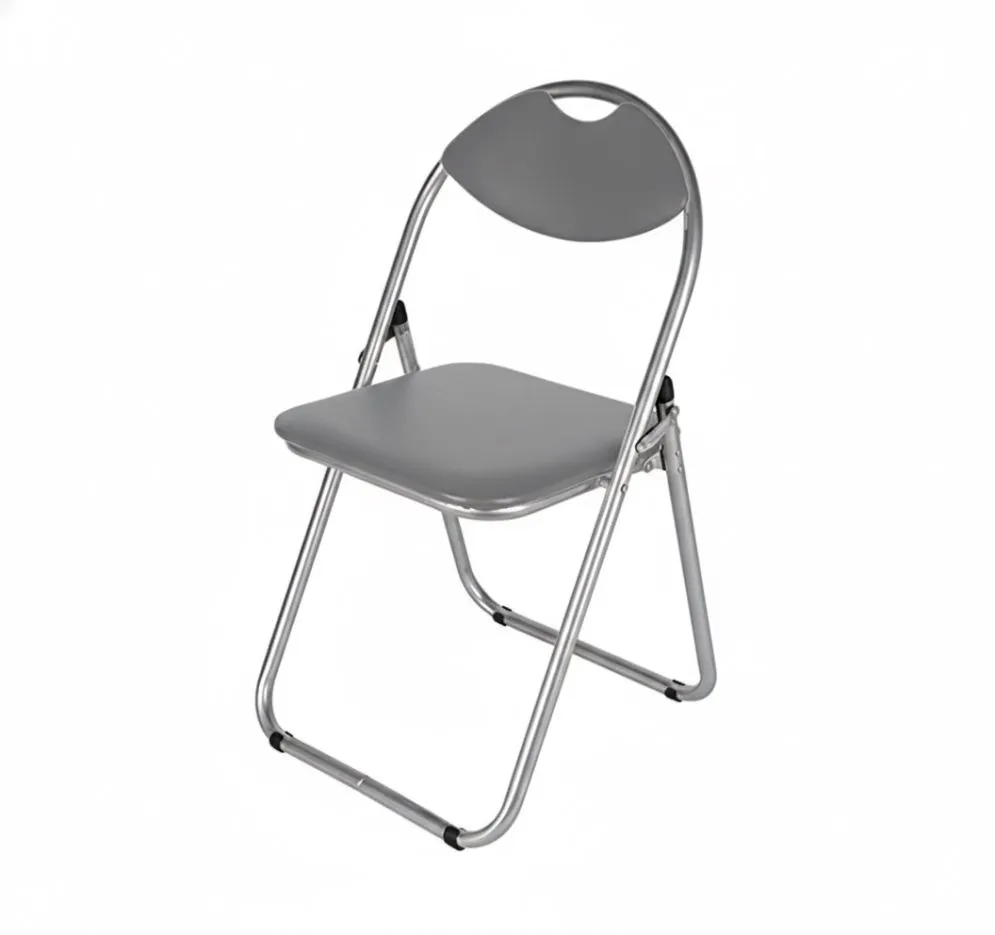 Krzesło tapicerowane JUNO szare/srebrne składane z uchwytem I sklep meblowy MIRAT.