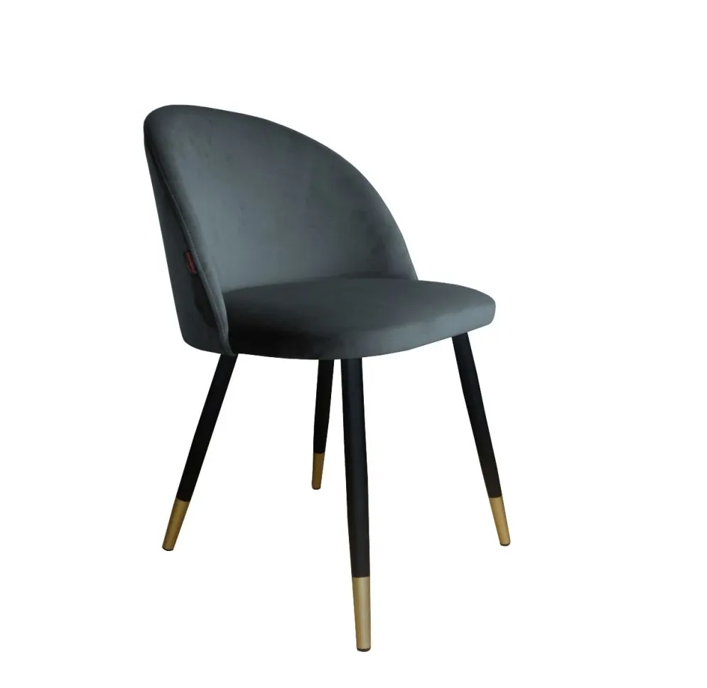 Krzesło CLAUDINE 1 BL VELVET GOLD ciemno szare w stylu glamour | MIRAT. w stylu  kolekcja