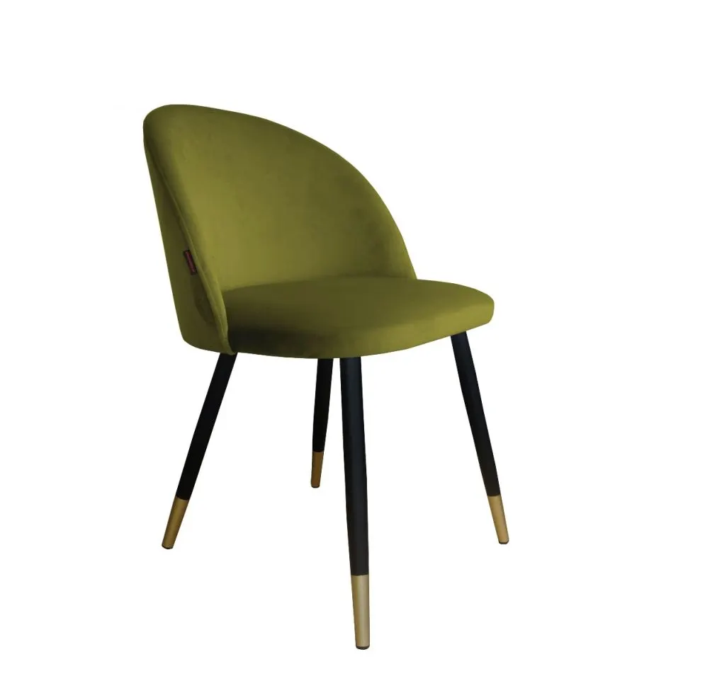 Krzesło CLAUDINE 1 BL VELVET GOLD oliwkowe na metalowych nogach | MIRAT. w stylu GLAMOUR kolekcja