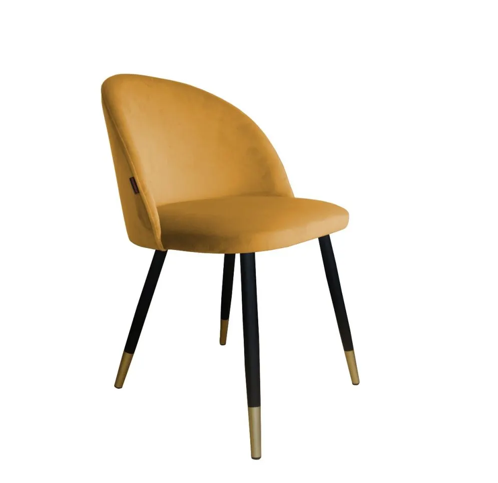 Krzesło CLAUDINE 1 VELVET GOLD musztardowe/curry nowoczesne na metalowych nogach | MIRAT. w stylu GLAMOUR kolekcja