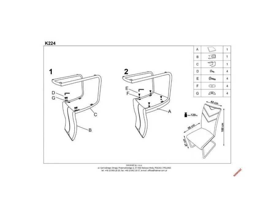 Krzesło K224 czarne nowoczesne metalowe | MIRAT.