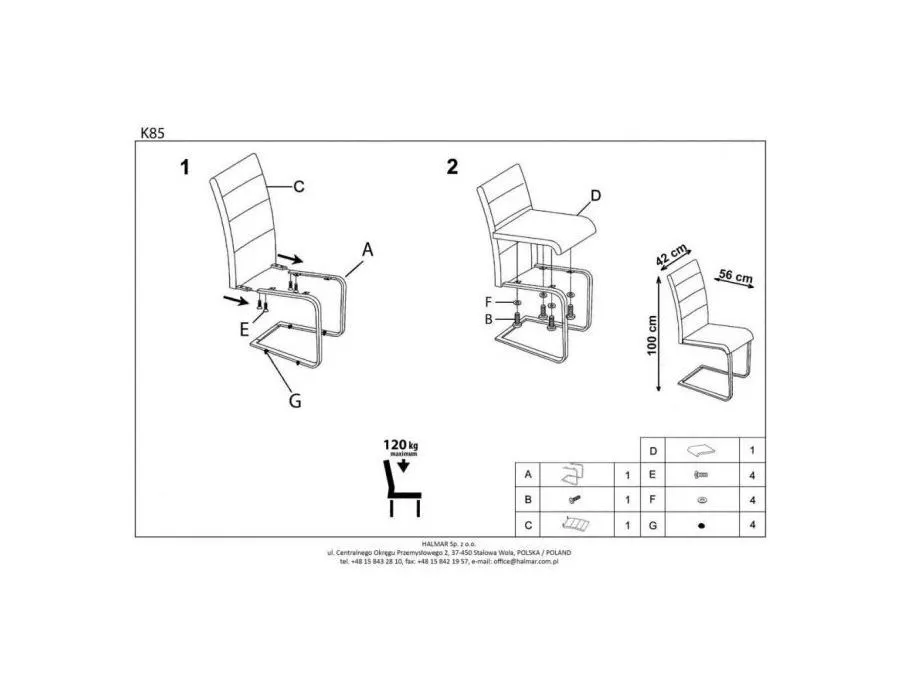 Krzesło K85 cappuccino tapicerowane na płozie | MIRAT.