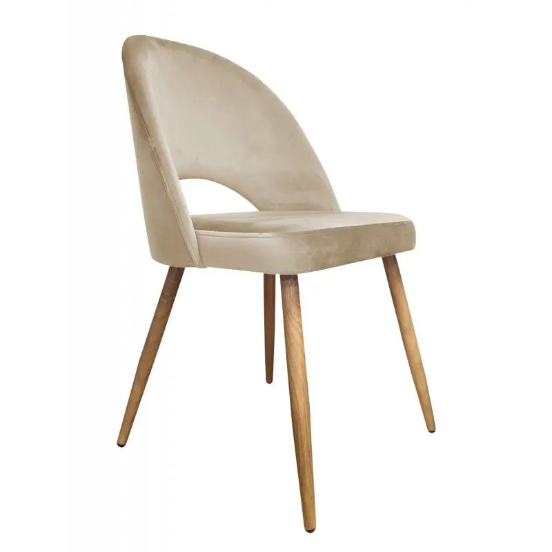 Zestaw krzeseł ISKAR 2 VELVET 6 szt. beżowe/dąb welurowe I sklep meblowy MIRAT. styl GLAMOUR