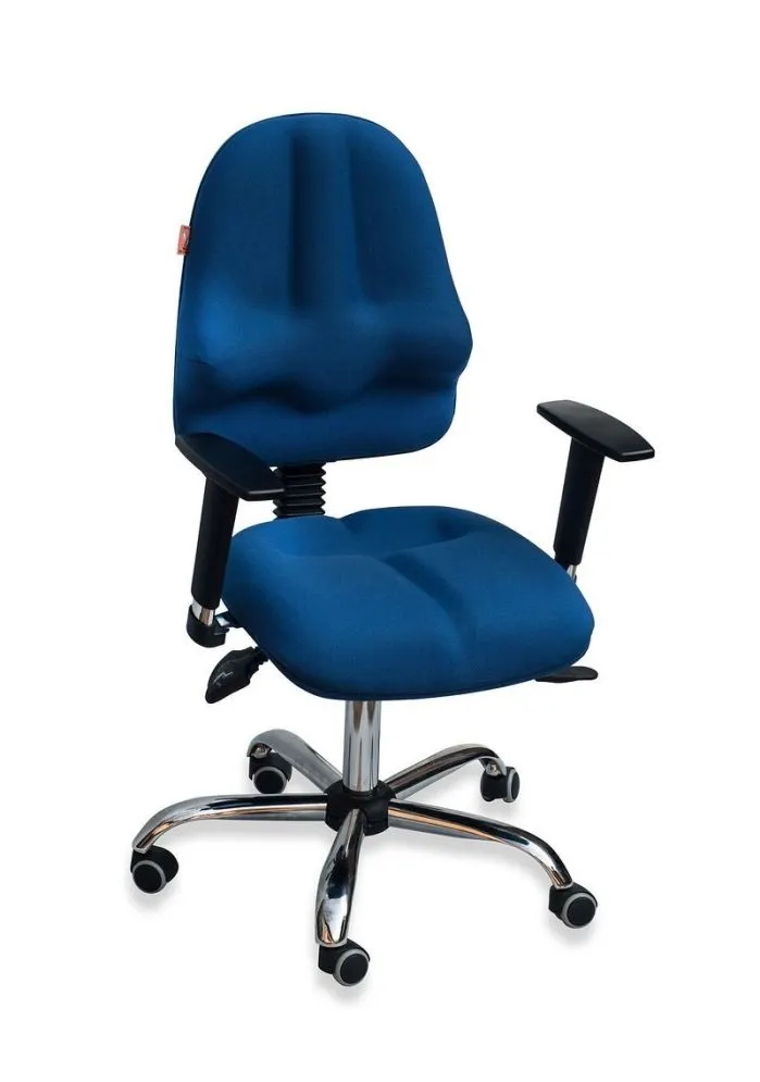 Niebieski fotel do biurka rehabilitacyjny ergonomiczny z atestami CLASSIC PRO