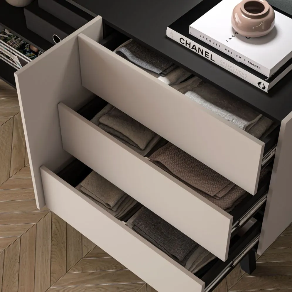 Komoda FRESHION 03 2D3S 160 kaszmirowa/czarna I sklep meblowy MIRAT. kolekcja FRESHION