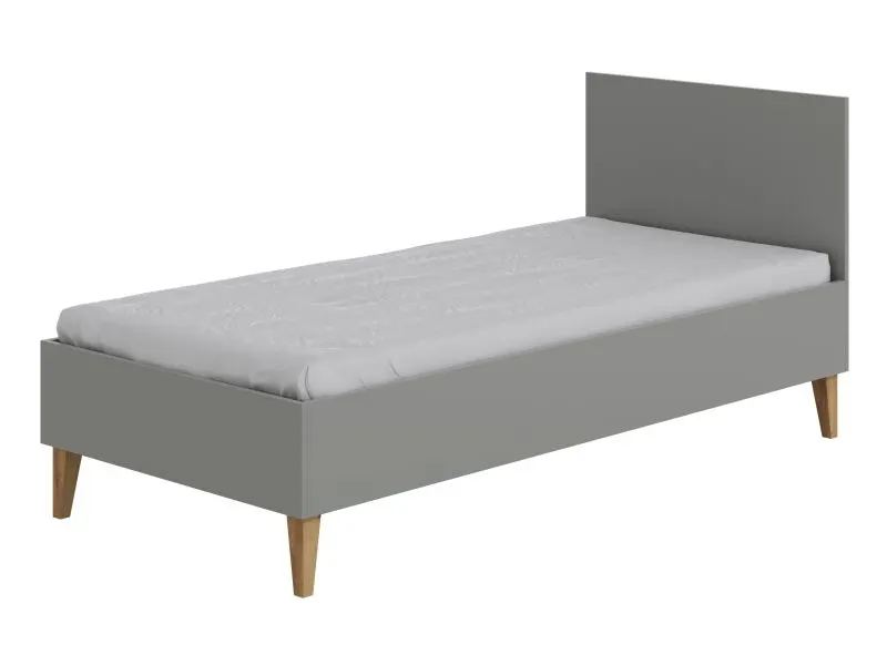 Łóżko dziecięce KUBI 80x180 szare ze stelażem | MIRAT. w stylu SKANDYNAWSKI kolekcja KUBI