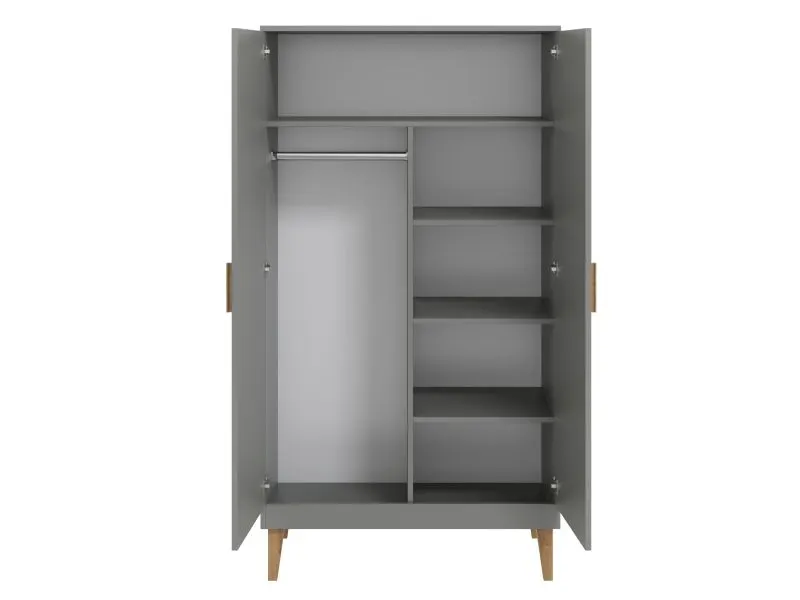 Szafa KUBI szara dwudrzwiowa dla dzieci | MIRAT. w stylu SKANDYNAWSKI kolekcja KUBI