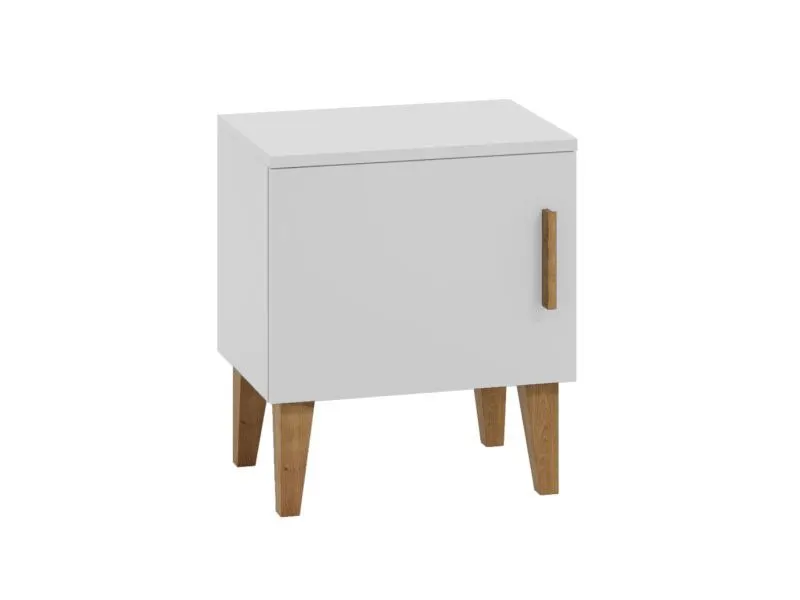 Szafka nocna KUBI biała z półką dla dziecka | MIRAT. w stylu SKANDYNAWSKI kolekcja KUBI