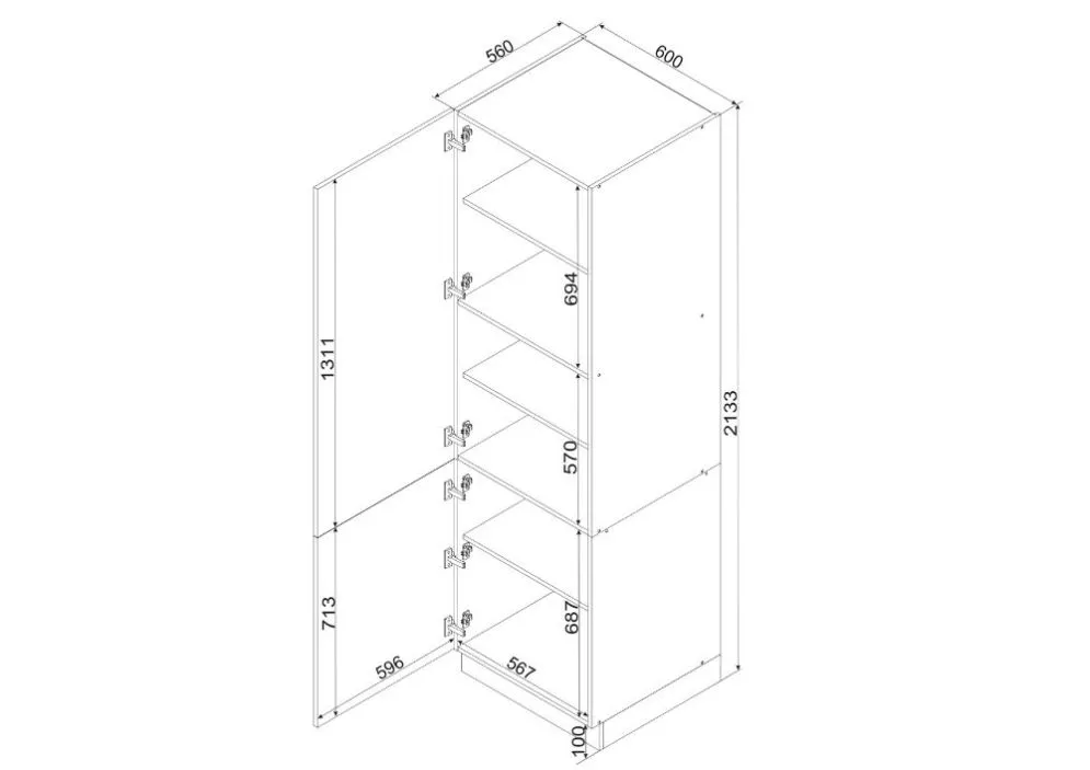 Szafka kuchenna stojąca 60 VITA D60 SŁ/2133 P/L biała połysk I sklep meblowy MIRAT.  kolekcja VITA