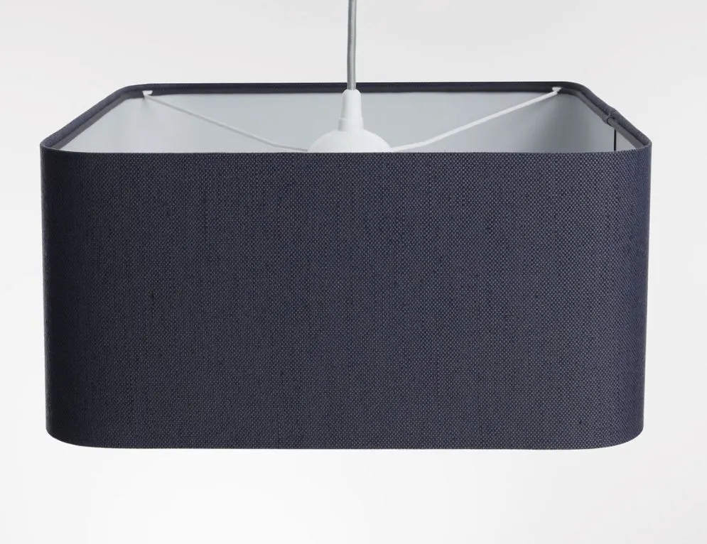 Lampa wisząca KWADRO LEN 004-40w25 granatowa/szara lniana I sklep meblowy MIRAT.