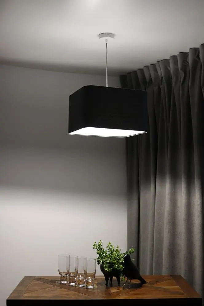 Lampa wisząca KWADRO LEN 006-40w20 grafitowa/szara lniana I sklep meblowy MIRAT.