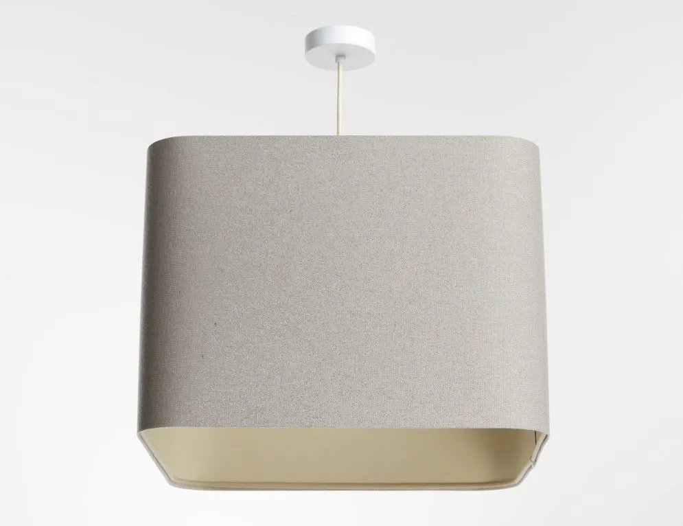 Lampa wisząca KWADRO LEN 007-40w20 jasnobeżowa kwadratowa I sklep meblowy MIRAT.