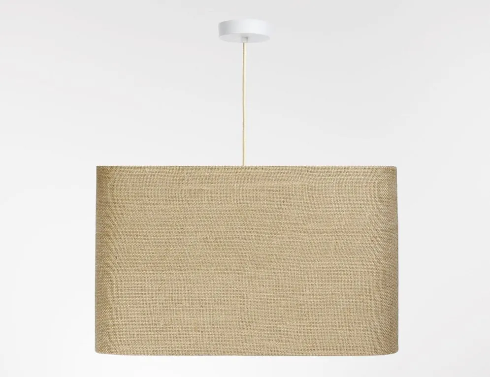 Lampa wisząca KWADRO LEN 012-40w25 jutowa/beżowa do salonu I sklep meblowy MIRAT.