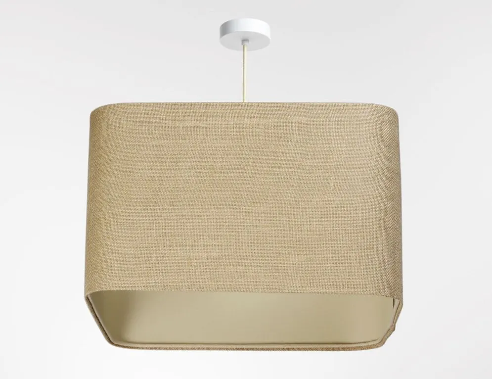 Lampa wisząca KWADRO LEN 012-40w20 jutowa/beżowa kwadratowa I sklep meblowy MIRAT.