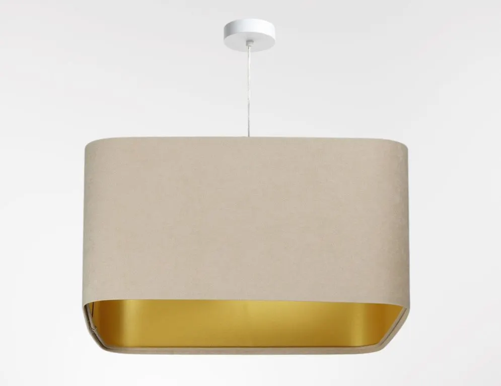 Lampa wisząca KWADRO SUE 40w20 beżowa/złota polskiej produkcji I sklep meblowy MIRAT.  kolekcja KWADRO-BPS
