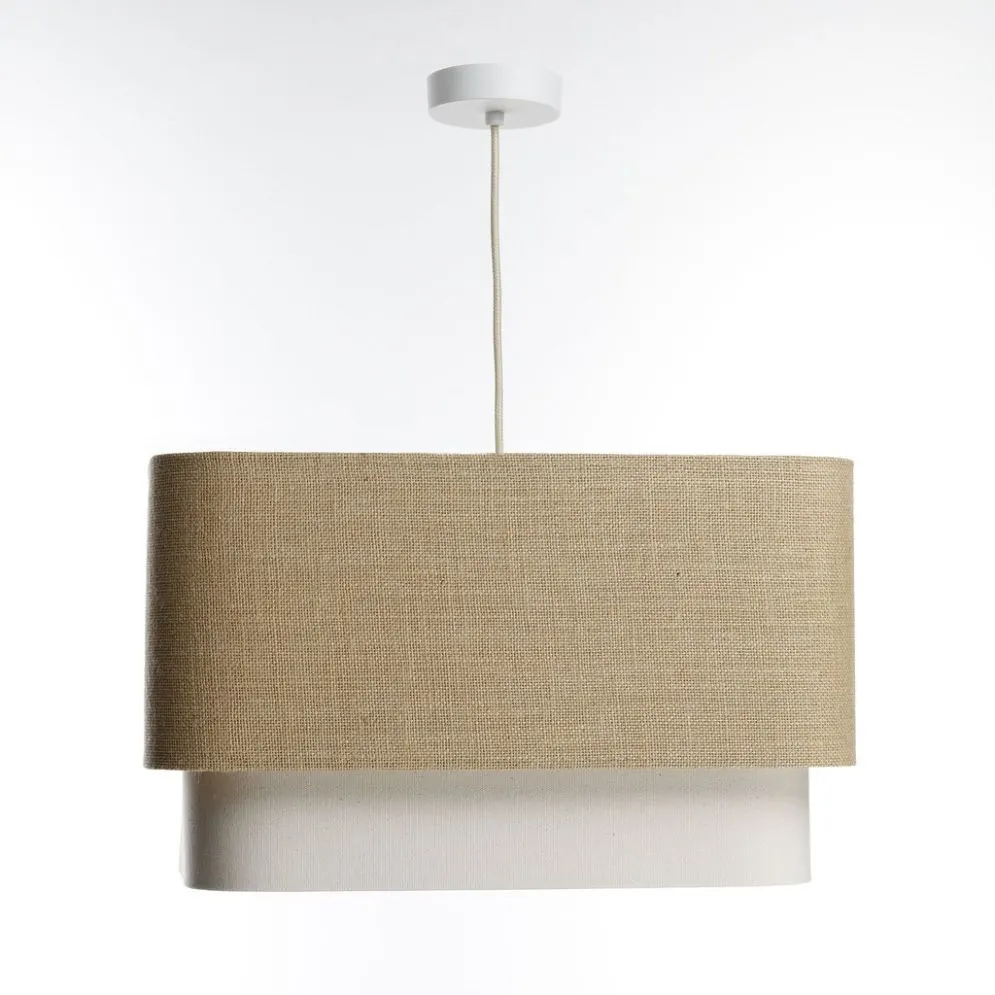 Lampa wisząca KWADRO DUO 002 51x47cm jutowa/kremowa kwadratowa I sklep meblowy MIRAT.