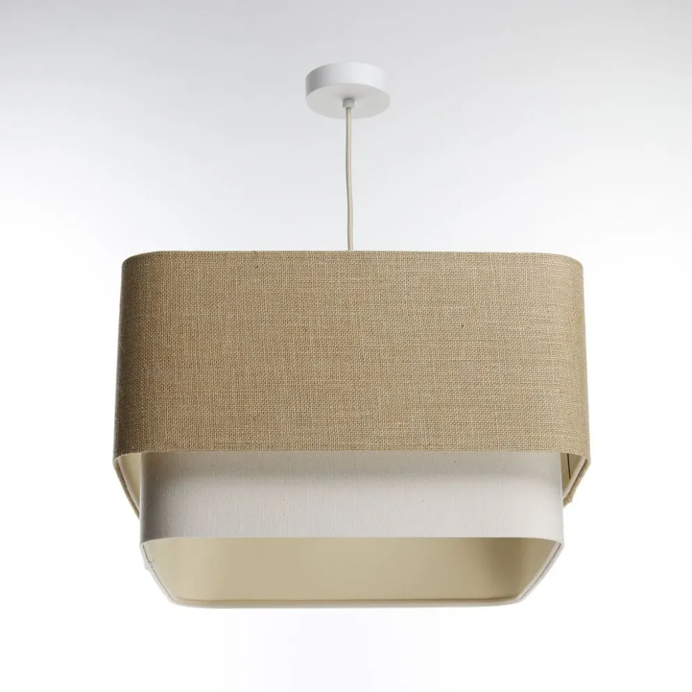 Lampa wisząca KWADRO DUO 002 51x47cm jutowa/kremowa kwadratowa I sklep meblowy MIRAT.