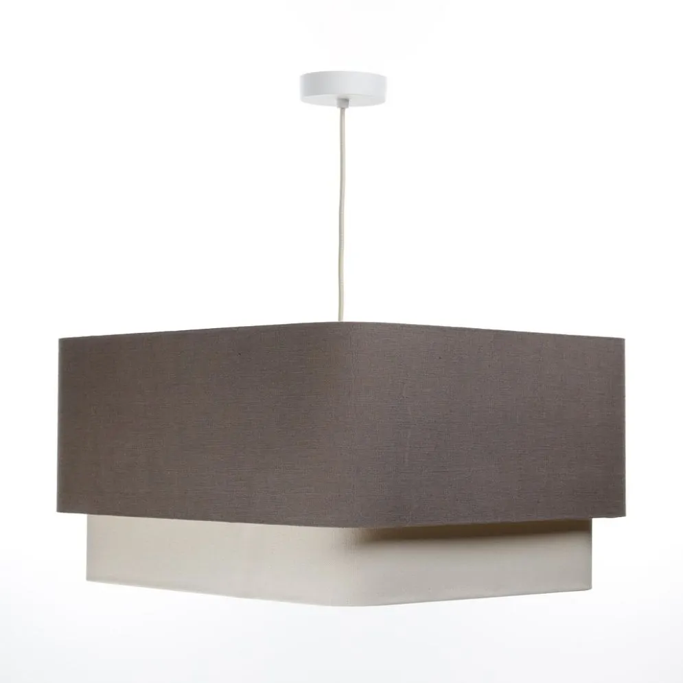 Polskiej produkcji lampa wisząca KWADRO DUO 003 51x47cm brązowa/kremowa I sklep meblowy MIRAT.