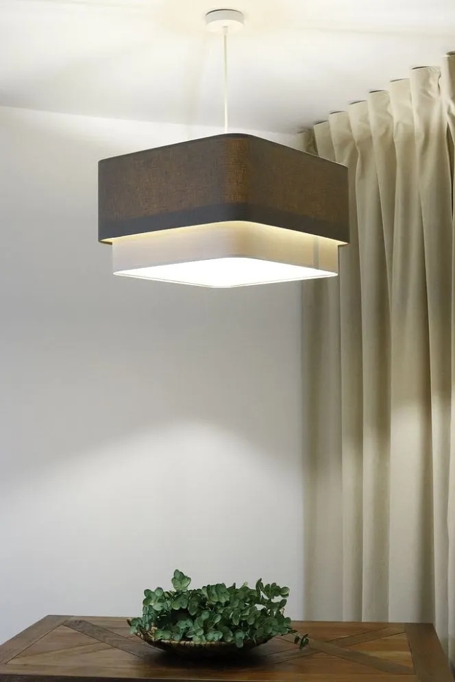 Polskiej produkcji lampa wisząca KWADRO DUO 003 51x47cm brązowa/kremowa I sklep meblowy MIRAT.