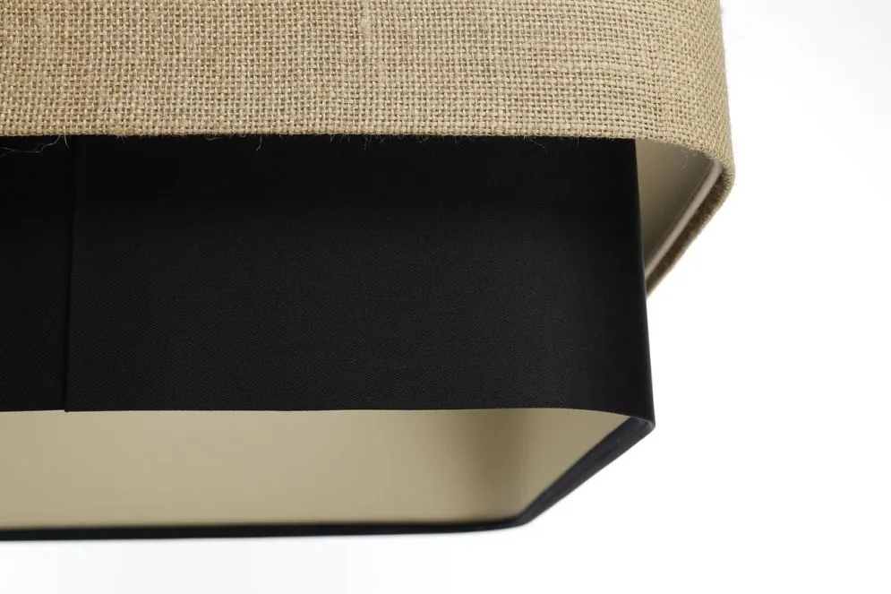 Lampa wisząca KWADRO DUO 005 51x47cm jutowa/czarna nad stół I sklep meblowy MIRAT.