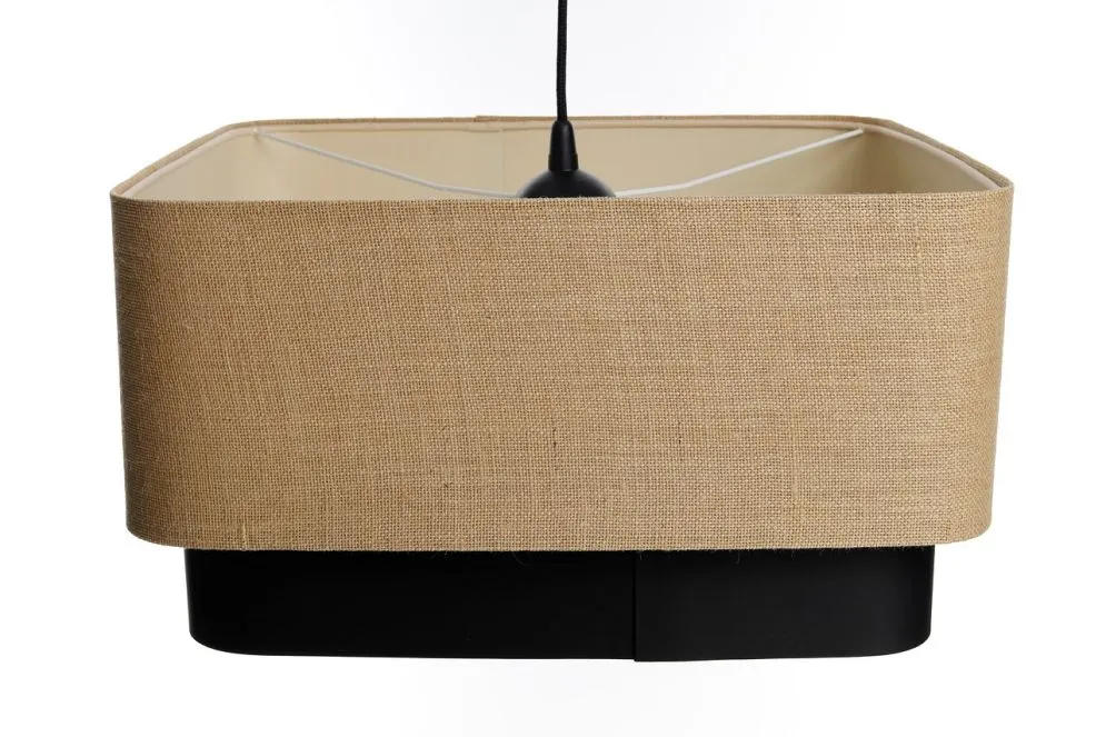 Lampa wisząca KWADRO DUO 005 51x47cm jutowa/czarna nad stół I sklep meblowy MIRAT.